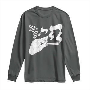 Funny Hebrew Long Sleeve Shirt Let's Get Chai Jewish Vintage Cigarette TS11 Dark Heather Print Your Wear