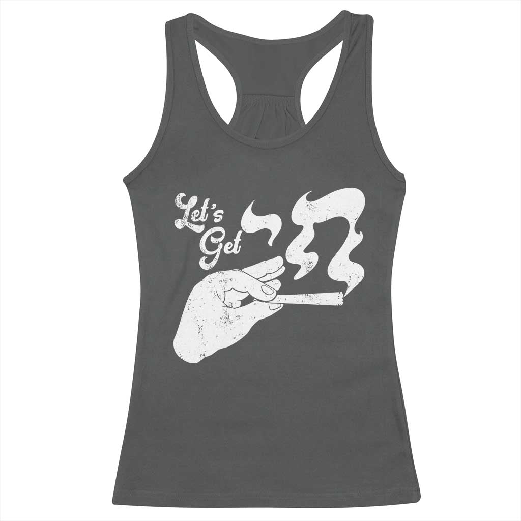 Funny Hebrew Racerback Tank Top Let's Get Chai Jewish Vintage Cigarette TS11 Dark Heather Print Your Wear