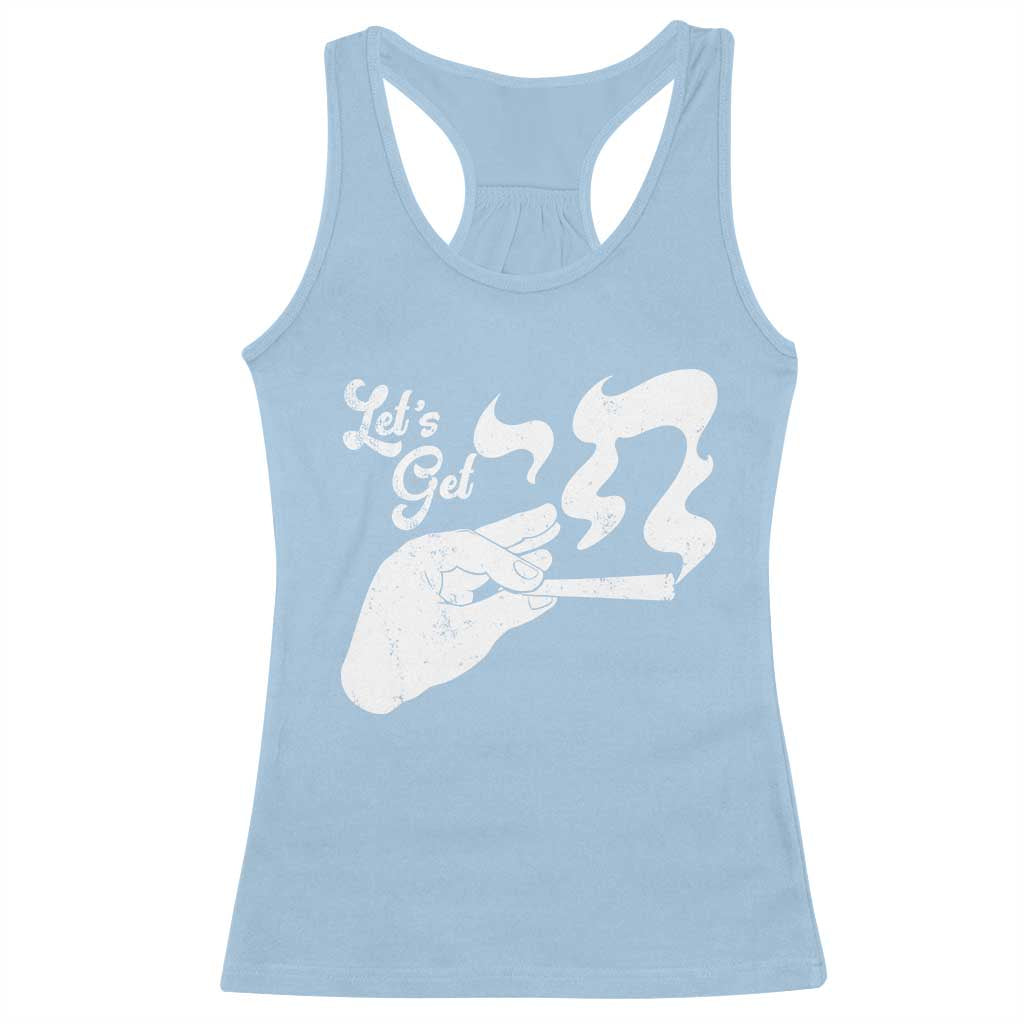 Funny Hebrew Racerback Tank Top Let's Get Chai Jewish Vintage Cigarette TS11 Light Blue Print Your Wear