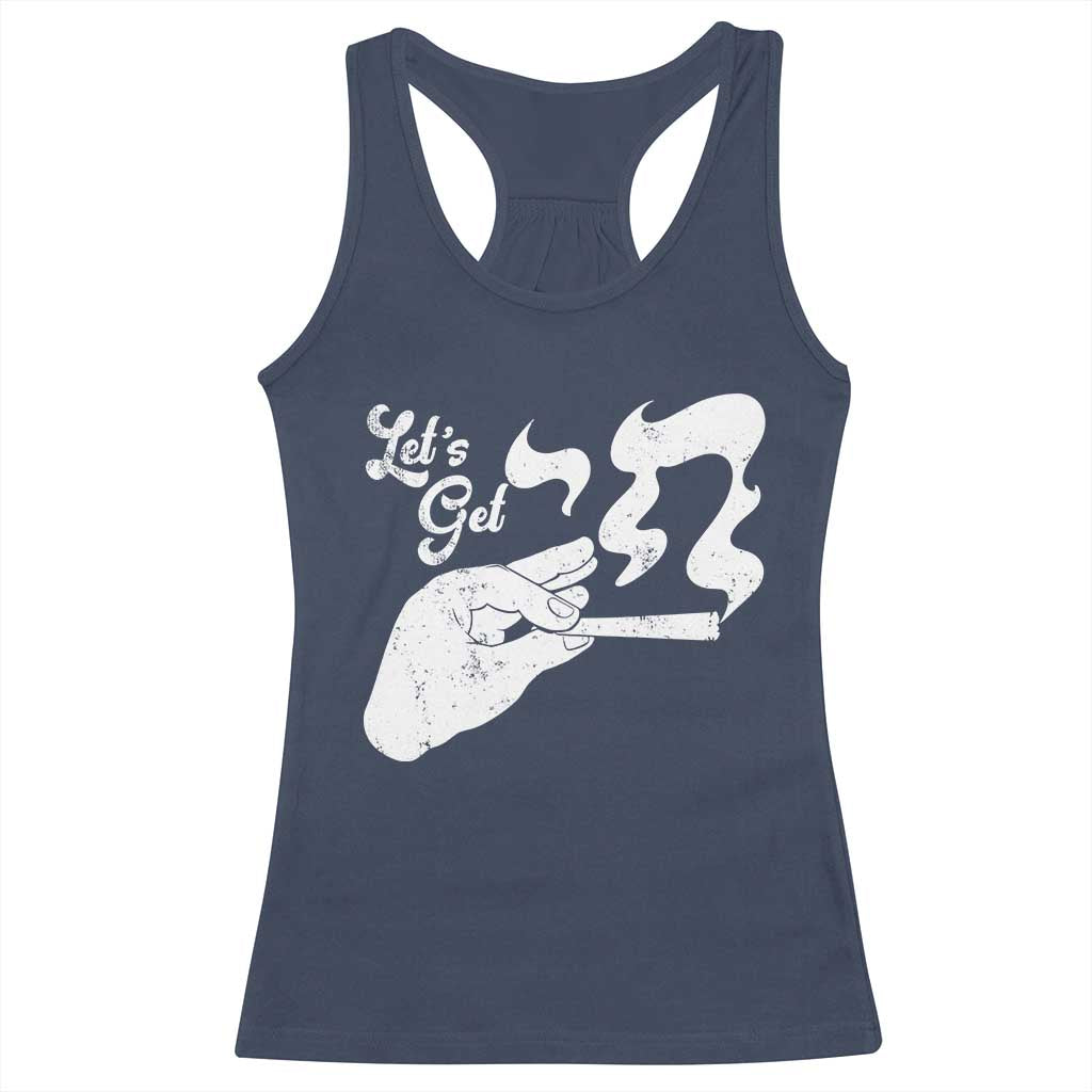 Funny Hebrew Racerback Tank Top Let's Get Chai Jewish Vintage Cigarette TS11 Navy Print Your Wear