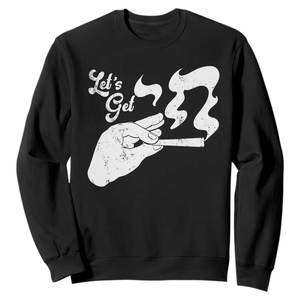 Funny Hebrew Sweatshirt Let's Get Chai Jewish Vintage Cigarette TS11 Black Print Your Wear