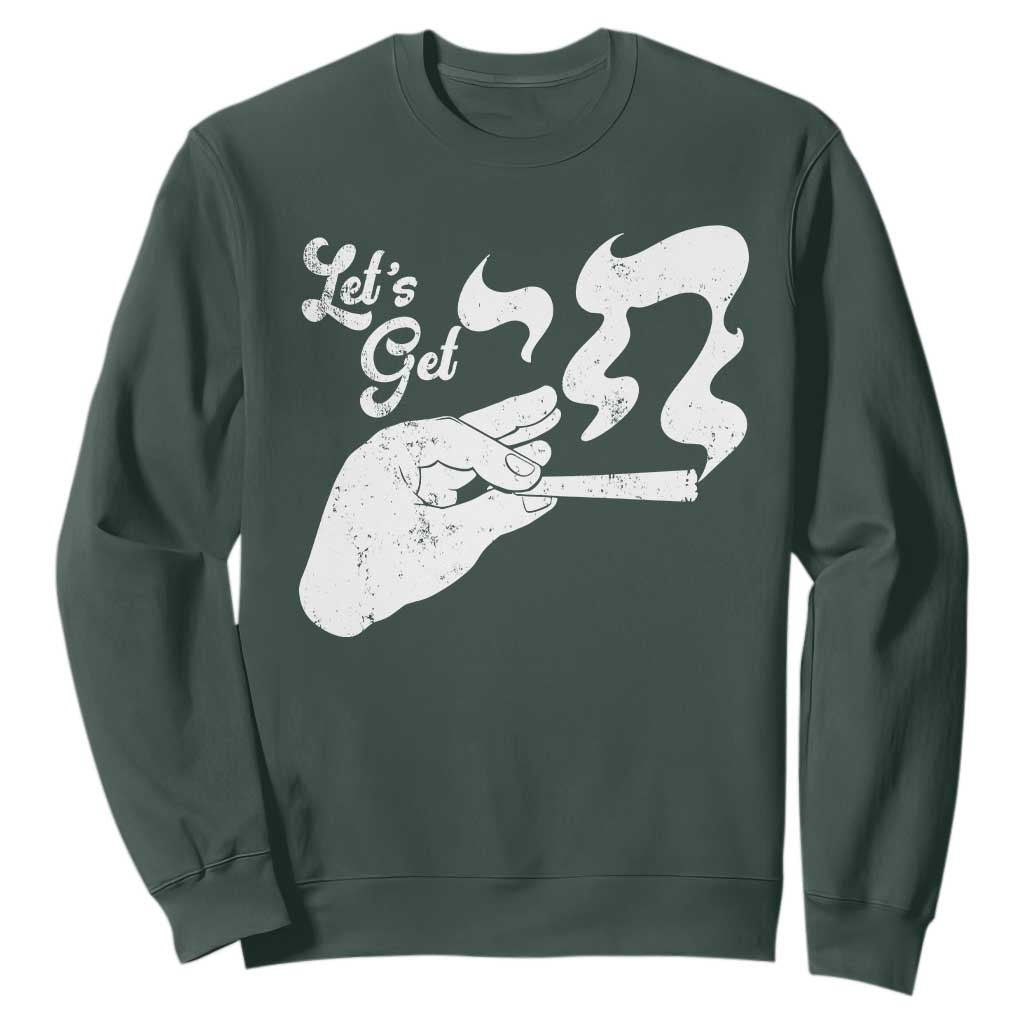 Funny Hebrew Sweatshirt Let's Get Chai Jewish Vintage Cigarette TS11 Dark Forest Green Print Your Wear