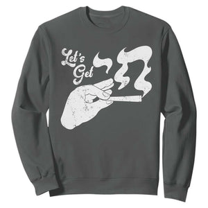 Funny Hebrew Sweatshirt Let's Get Chai Jewish Vintage Cigarette TS11 Dark Heather Print Your Wear