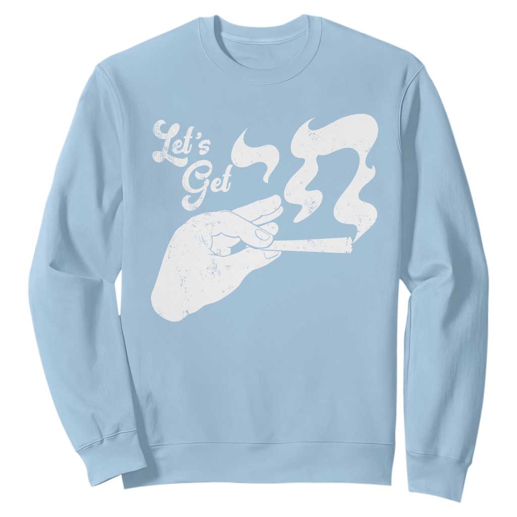 Funny Hebrew Sweatshirt Let's Get Chai Jewish Vintage Cigarette TS11 Light Blue Print Your Wear