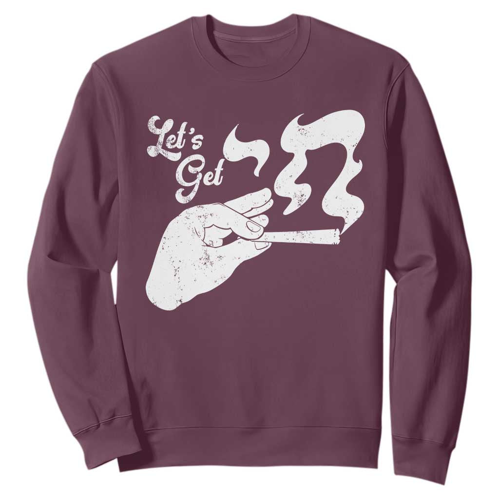 Funny Hebrew Sweatshirt Let's Get Chai Jewish Vintage Cigarette TS11 Maroon Print Your Wear