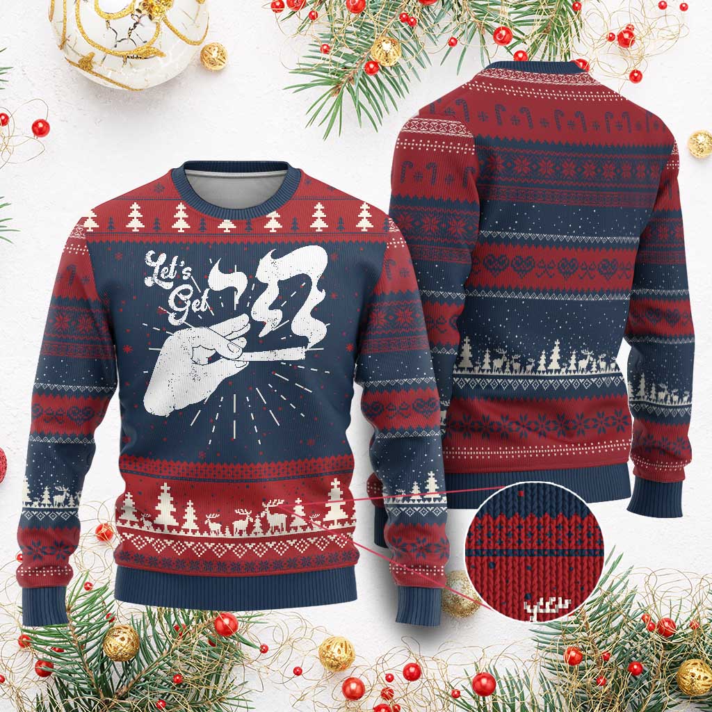 Funny Hebrew Ugly Christmas Sweater Let's Get Chai Jewish Vintage Cigarette TS11 Burgundy Print Your Wear