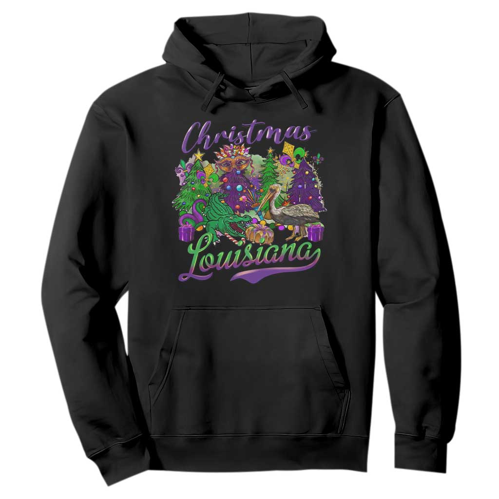 Christmas Cajun Louisiana Saint Symbol Alligator Pelican Xmas Tree Hoodie TS11 Black Print Your Wear