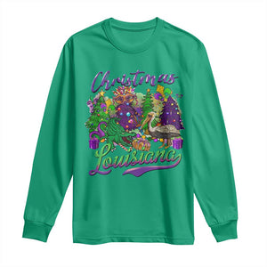 Christmas Cajun Louisiana Saint Symbol Alligator Pelican Xmas Tree Long Sleeve Shirt TS11 Irish Green Print Your Wear