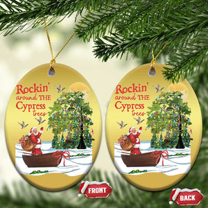 Funny Xmas Cajun Louisiana Christmas Ornament Rockin' Around The Cypress Trees Santa Alligator TS11 Oval Gold Print Your Wear