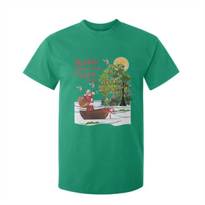 Funny Christmas Cajun Louisiana T Shirt For Kid Rockin' Around The Cypress Trees Santa Alligator TS11 Irish Green Print Your Wear