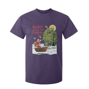 Funny Christmas Cajun Louisiana T Shirt For Kid Rockin' Around The Cypress Trees Santa Alligator TS11 Purple Print Your Wear