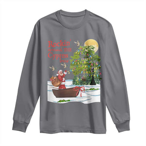 Funny Christmas Cajun Louisiana Long Sleeve Shirt Rockin' Around The Cypress Trees Santa Alligator TS11 Charcoal Print Your Wear