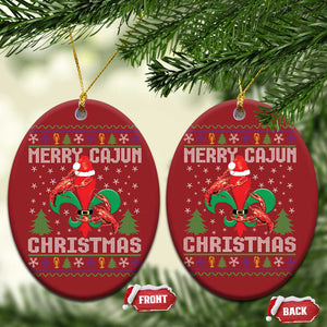 Merry Cajun Louisiana Xmas Santa Saint Symbol Crawfish Christmas Ornament TS11 Oval Red Print Your Wear