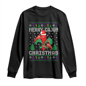 Merry Cajun Louisiana Christmas Santa Saint Symbol Crawfish Long Sleeve Shirt TS11 Black Print Your Wear