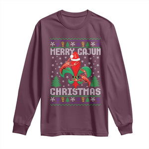 Merry Cajun Louisiana Christmas Santa Saint Symbol Crawfish Long Sleeve Shirt TS11 Maroon Print Your Wear