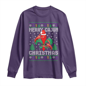 Merry Cajun Louisiana Christmas Santa Saint Symbol Crawfish Long Sleeve Shirt TS11 Purple Print Your Wear