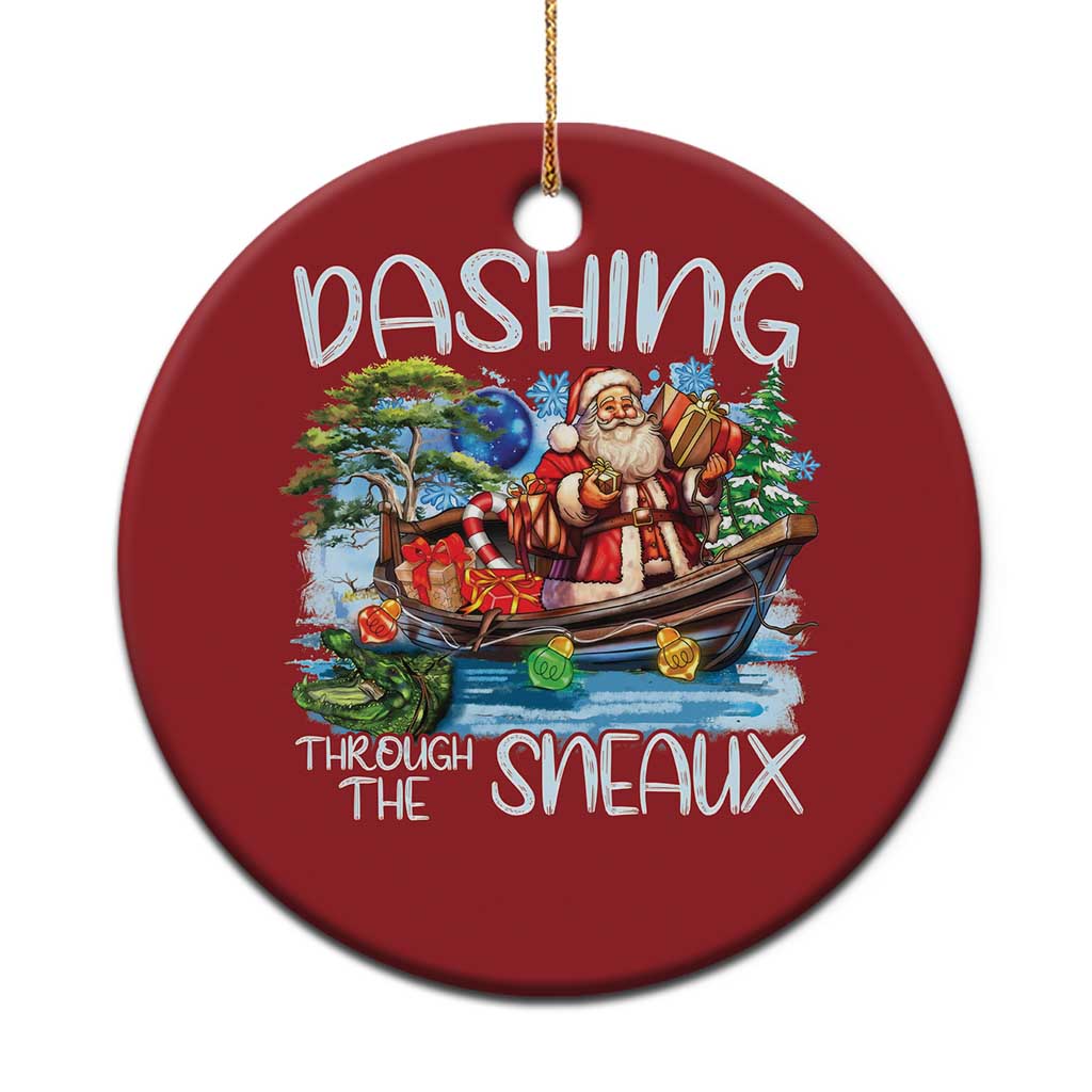 Funny Xmas Cajun Louisiana Christmas Ornament Dashing Through The Sneaux Santa Alligator TS11 Print Your Wear