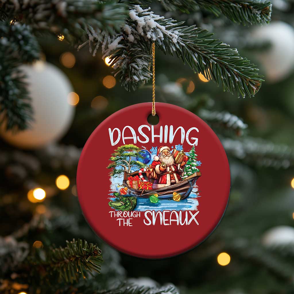 Funny Xmas Cajun Louisiana Christmas Ornament Dashing Through The Sneaux Santa Alligator TS11 Print Your Wear