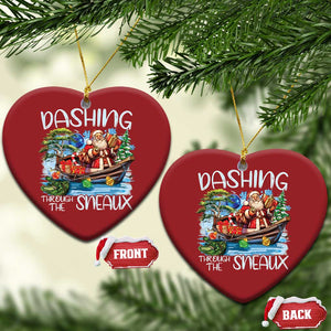 Funny Xmas Cajun Louisiana Christmas Ornament Dashing Through The Sneaux Santa Alligator TS11 Heart Red Print Your Wear