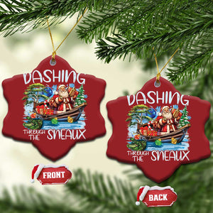 Funny Xmas Cajun Louisiana Christmas Ornament Dashing Through The Sneaux Santa Alligator TS11 Snow Flake Red Print Your Wear