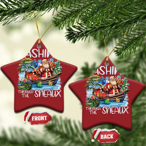 Funny Xmas Cajun Louisiana Christmas Ornament Dashing Through The Sneaux Santa Alligator TS11 Star Red Print Your Wear