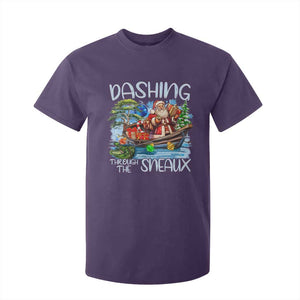 Funny Christmas Cajun Louisiana T Shirt For Kid Dashing Through The Sneaux Santa Alligator TS11 Purple Print Your Wear