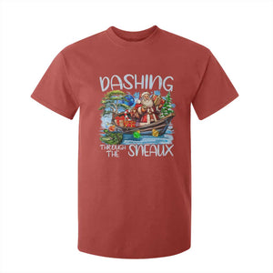 Funny Christmas Cajun Louisiana T Shirt For Kid Dashing Through The Sneaux Santa Alligator TS11 Red Print Your Wear