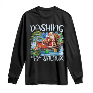 Funny Christmas Cajun Louisiana Long Sleeve Shirt Dashing Through The Sneaux Santa Alligator TS11 Black Print Your Wear