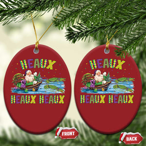 Funny Xmas Cajun Louisiana Christmas Ornament Heaux Heaux Heaux Santa Alligator TS11 Oval Red Print Your Wear