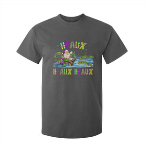 Funny Christmas Cajun Louisiana T Shirt For Kid Heaux Heaux Heaux Santa Alligator TS11 Dark Heather Print Your Wear