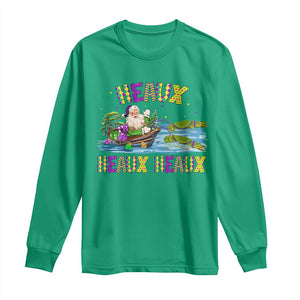 Funny Christmas Cajun Louisiana Long Sleeve Shirt Heaux Heaux Heaux Santa Alligator TS11 Irish Green Print Your Wear