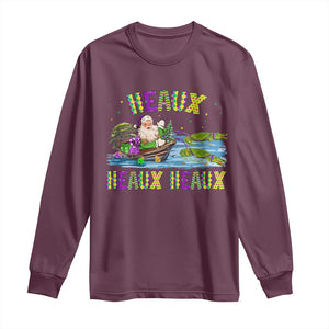 Funny Christmas Cajun Louisiana Long Sleeve Shirt Heaux Heaux Heaux Santa Alligator TS11 Maroon Print Your Wear