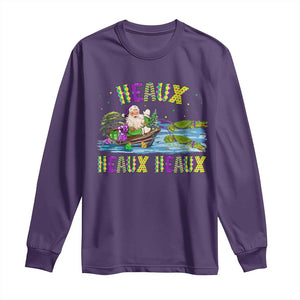 Funny Christmas Cajun Louisiana Long Sleeve Shirt Heaux Heaux Heaux Santa Alligator TS11 Purple Print Your Wear