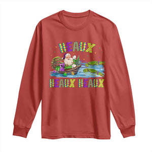 Funny Christmas Cajun Louisiana Long Sleeve Shirt Heaux Heaux Heaux Santa Alligator TS11 Red Print Your Wear