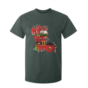 Funny Christmas Cajun T Shirt For Kid Triple Heaux Santa Louisiana Map Crawfish TS11 Dark Forest Green Print Your Wear