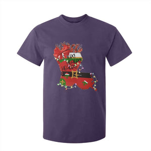 Funny Christmas Cajun T Shirt For Kid Triple Heaux Santa Louisiana Map Crawfish TS11 Purple Print Your Wear