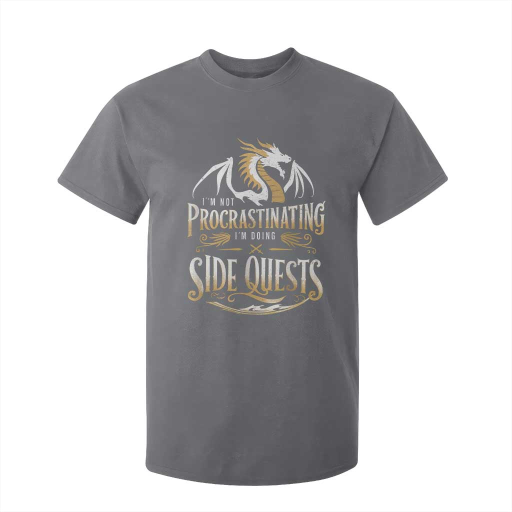 I Am Not Procrastinating I Am Doing Side Quest T Shirt For Kid Fantasy Game Dragon TS11 Charcoal Print Your Wear