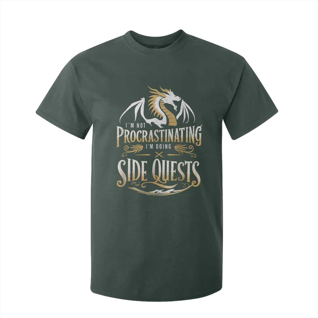 I Am Not Procrastinating I Am Doing Side Quest T Shirt For Kid Fantasy Game Dragon TS11 Dark Forest Green Print Your Wear