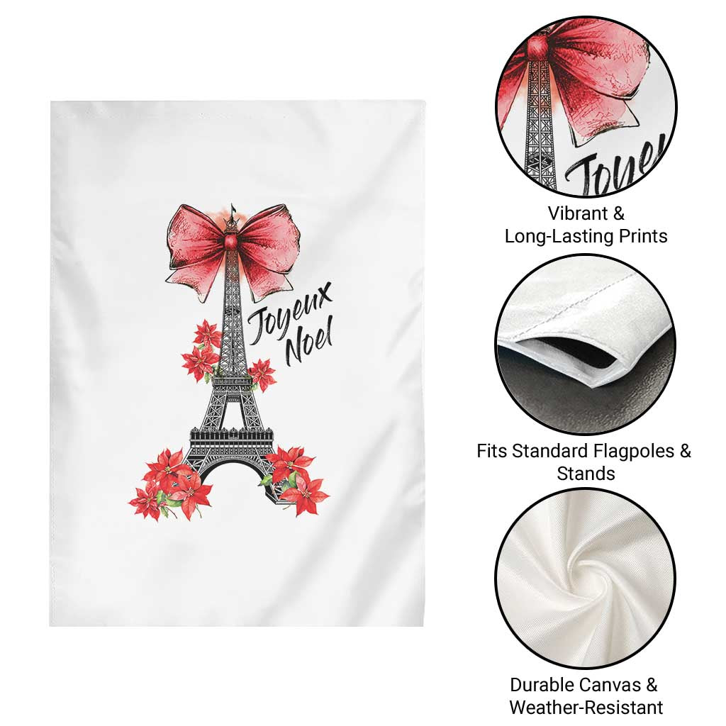 Joyeux Noel Eiffel Tower Garden Flag Christmas In French Coquette Bow TS11 Print Your Wear