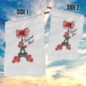 Joyeux Noel Eiffel Tower Garden Flag Christmas In French Coquette Bow TS11 Print Your Wear