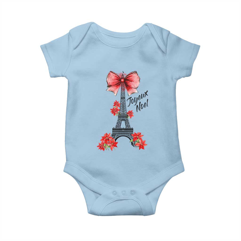 Joyeux Noel Eiffel Tower Baby Onesie Christmas In French Coquette Bow TS11 Light Blue Print Your Wear