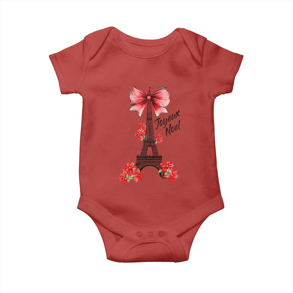 Joyeux Noel Eiffel Tower Baby Onesie Christmas In French Coquette Bow TS11 Red Print Your Wear