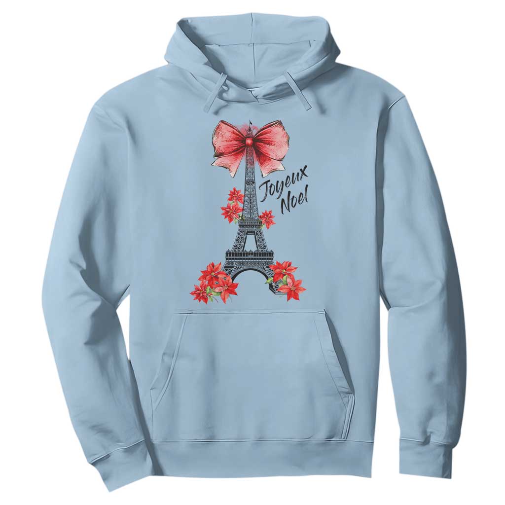 Joyeux Noel Eiffel Tower Hoodie Christmas In French Coquette Bow TS11 Light Blue Print Your Wear