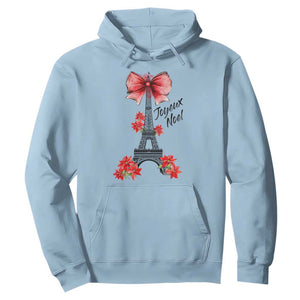 Joyeux Noel Eiffel Tower Hoodie Christmas In French Coquette Bow TS11 Light Blue Print Your Wear