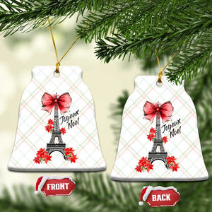 Joyeux Noel Eiffel Tower Ceramic Ornament Christmas In French Coquette Bow TS11 Print Your Wear