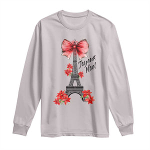 Joyeux Noel Eiffel Tower Long Sleeve Shirt Christmas In French Coquette Bow TS11 Ice Gray Print Your Wear