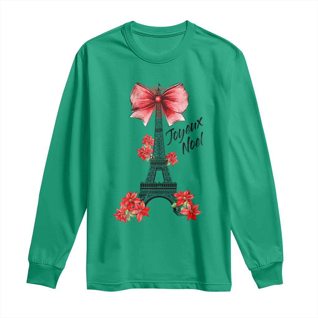 Joyeux Noel Eiffel Tower Long Sleeve Shirt Christmas In French Coquette Bow TS11 Irish Green Print Your Wear