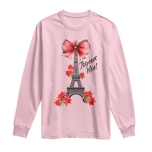 Joyeux Noel Eiffel Tower Long Sleeve Shirt Christmas In French Coquette Bow TS11 Light Pink Print Your Wear