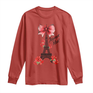 Joyeux Noel Eiffel Tower Long Sleeve Shirt Christmas In French Coquette Bow TS11 Red Print Your Wear