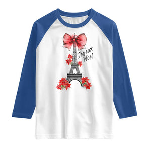 Joyeux Noel Eiffel Tower Raglan Shirt Christmas In French Coquette Bow TS11 White Royal Print Your Wear